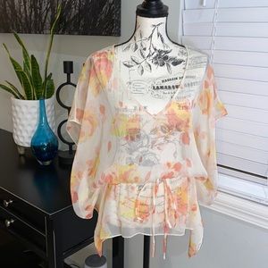 Floral sheer blouse L NORDSTROM